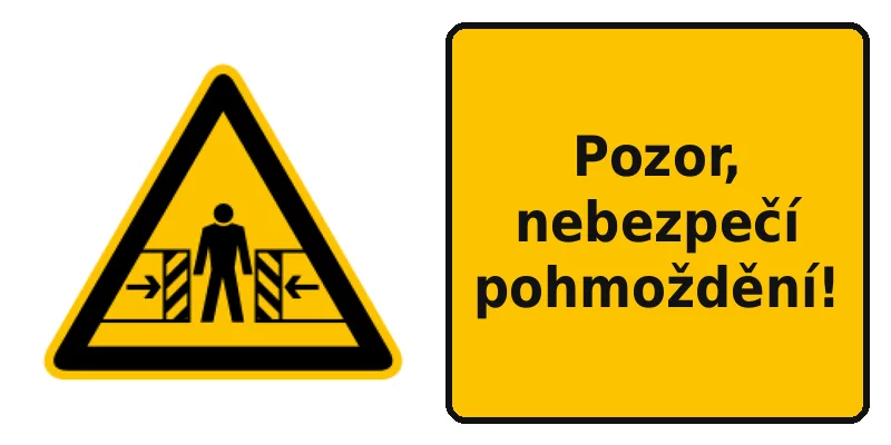 Pozor, nebezpečí pohmoždění!