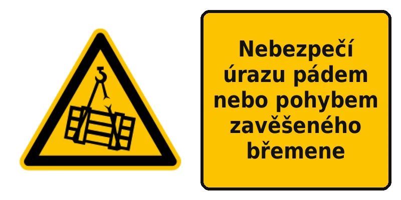 Nebezpečí úrazu pádem nebo pohybem zavěšeného břemene