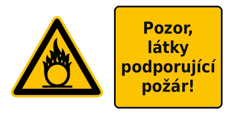 Pozor, látky podporující požár!