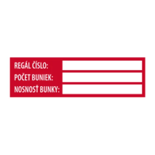 Regál: číslo, počet buněk, nosnost buňky