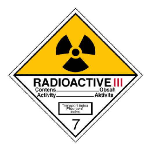 ADR č. 7C – radioaktivní látky, kategorie III