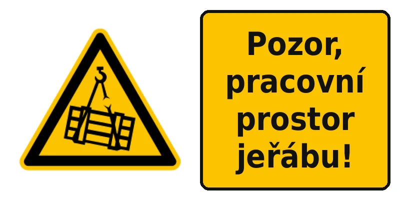 Pozor, pracovní prostor jeřábu!