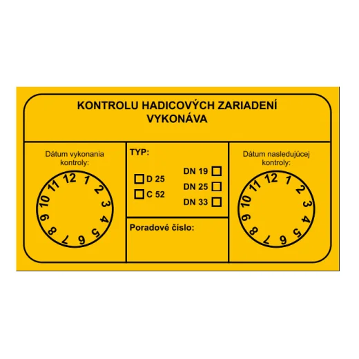 Kontrolu hadicových zařízení provádí (typ D25, C52, DN 19, DN 25, DN 33)
